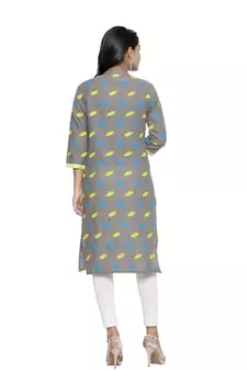 Grey printed cotton cotton-kurtis