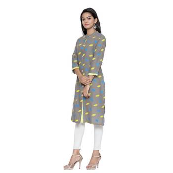 Grey printed cotton cotton-kurtis 3