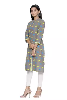 Grey printed cotton cotton-kurtis