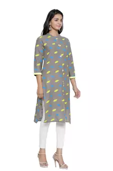 Grey printed cotton cotton-kurtis