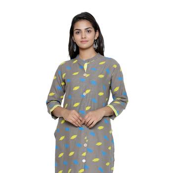 Grey printed cotton cotton-kurtis 5