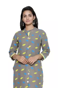 Grey printed cotton cotton-kurtis
