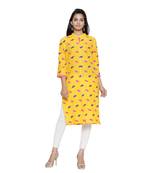Yellow printed cotton cotton-kurtis