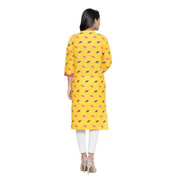 Yellow printed cotton cotton-kurtis 2