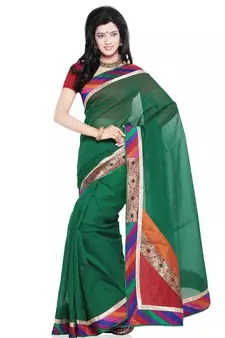 Ethnic Design Super Net Pure Cotton Saree N Blouse