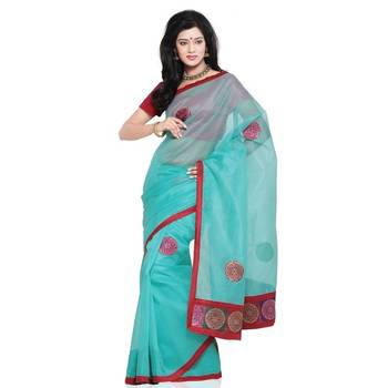 Designer Cotton Super Net Material Saree Blouse 1
