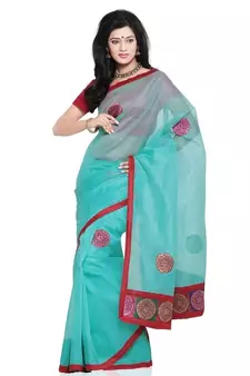 Designer Cotton Super Net Material Saree Blouse