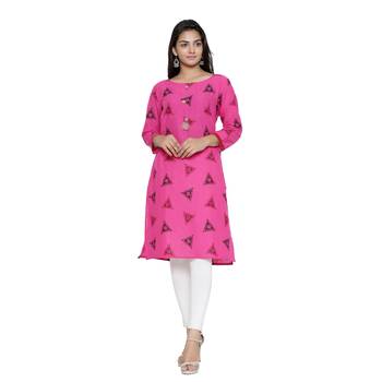 Pink printed cotton cotton-kurtis 1