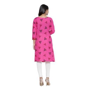 Pink printed cotton cotton-kurtis 2