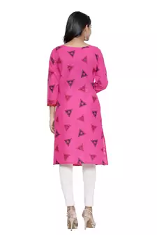 Pink printed cotton cotton-kurtis