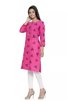 Pink printed cotton cotton-kurtis