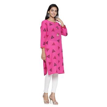Pink printed cotton cotton-kurtis 4