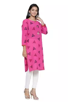Pink printed cotton cotton-kurtis