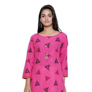 Pink printed cotton cotton-kurtis 5