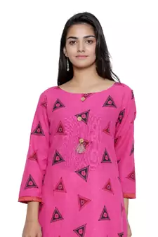 Pink printed cotton cotton-kurtis