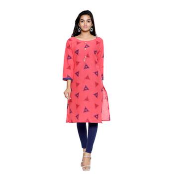 Coral printed cotton cotton-kurtis 1