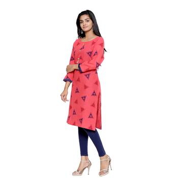 Coral printed cotton cotton-kurtis 3