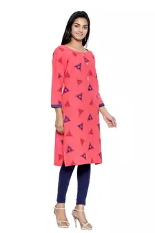 Coral printed cotton cotton-kurtis