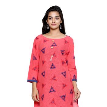 Coral printed cotton cotton-kurtis 5