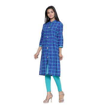 Royal-blue printed cotton cotton-kurtis 3