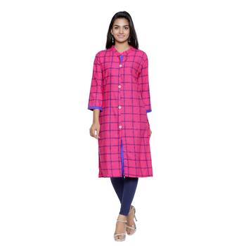 Pink printed cotton cotton-kurtis 1