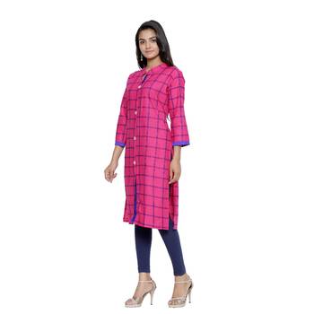 Pink printed cotton cotton-kurtis 3