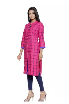 Pink printed cotton cotton-kurtis