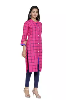 Pink printed cotton cotton-kurtis