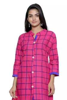 Pink printed cotton cotton-kurtis
