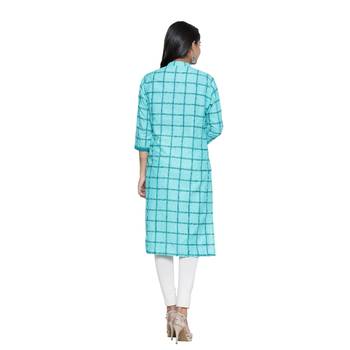 Sea-green printed cotton cotton-kurtis 2