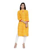 Yellow printed cotton cotton-kurtis