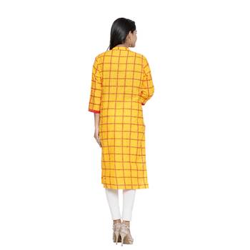 Yellow printed cotton cotton-kurtis 2