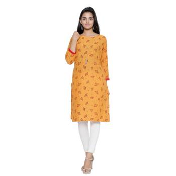 Mustard printed cotton cotton-kurtis 1