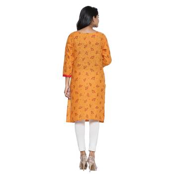 Mustard printed cotton cotton-kurtis 2