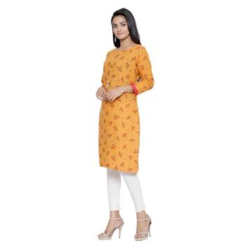 Mustard printed cotton cotton-kurtis 3