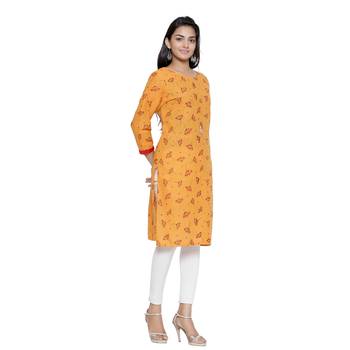 Mustard printed cotton cotton-kurtis 4