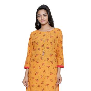 Mustard printed cotton cotton-kurtis 5