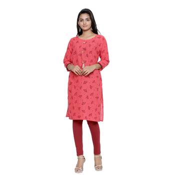 Coral printed cotton cotton-kurtis 1
