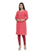 Coral printed cotton cotton-kurtis