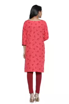 Coral printed cotton cotton-kurtis