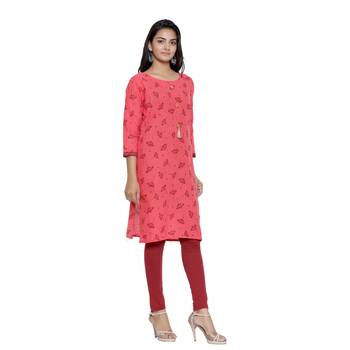 Coral printed cotton cotton-kurtis 3