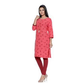 Coral printed cotton cotton-kurtis 4