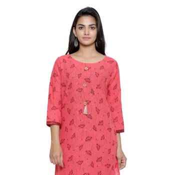 Coral printed cotton cotton-kurtis 5