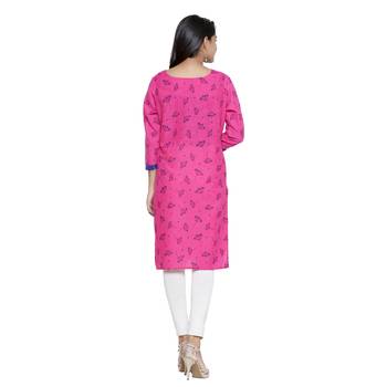 Pink printed cotton cotton-kurtis 2