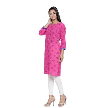 Pink printed cotton cotton-kurtis 3