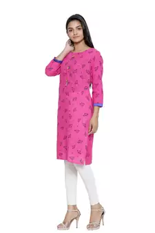 Pink printed cotton cotton-kurtis