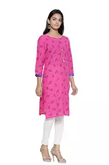 Pink printed cotton cotton-kurtis