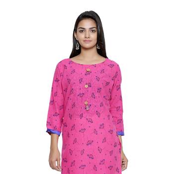 Pink printed cotton cotton-kurtis 5