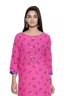 Pink printed cotton cotton-kurtis