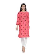 Coral printed cotton cotton-kurtis
